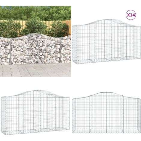 Gabionen mit Hochbogen 14 Stk 200x50x100/120cm Verzinktes Eisen - Gabionen - Gabionenkorb - Gartendeko - Gartenzubehör - Zaun - Home & Living (1/5)