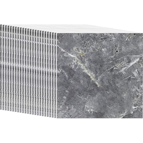 Juego de 24 azulejos autoadhesivos, 30 x 30 cm, adhesivos de azulejos de mármol, impermeables y resistentes a la suciedad, con reverso autoadhesivo, recortables, para baño y cocina. (1/5)