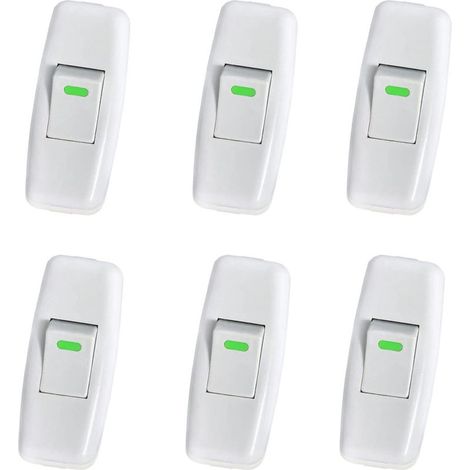 Lamp Switch, Torpedo Switch, Inline Cord Switch, Bedside Lamp Switch, Inline Rocker Switch for Bedside Lamp On/Off Button, 6 Pack (1/5)
