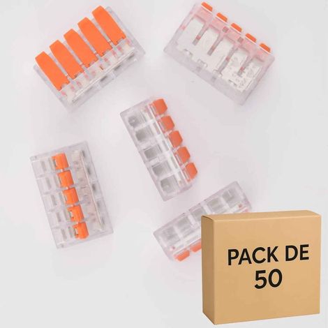 50 Bornes de Raccordement à Levier, 5 contacts, 40A, 6 mm² - LT-615