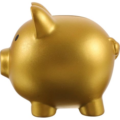 Tirelire Cochon - 1 Unité - Vinyle Incassable - Épargne Pièces Et Billets - Chambre Enfant Et Décoration - Doré 10x8x9,5cm (1/5)