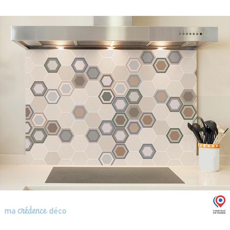 Fond de hotte : Carreaux Ciment Hexagonal 4 - Alu composite - 60 cm - 45 cm (1/5)