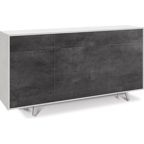 Madia 3 Ante 3 Cassetti 164x92x41 cm Ossido Bianco/Ossido Nero (1/3)