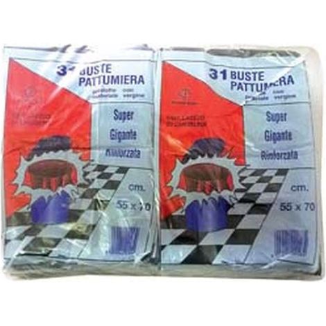 Saccp pattumiera con laccio di chiusura nero pz.31 - cm.55x70 gr.480 - 20 cf