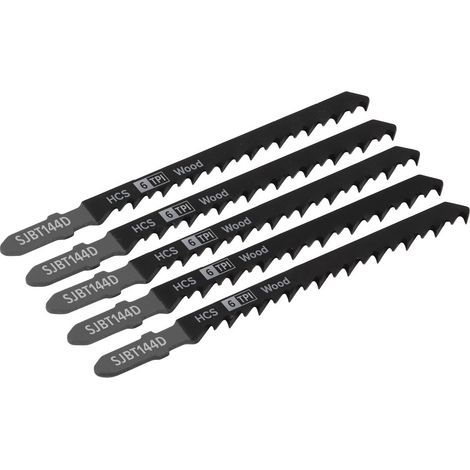 Sealey SJBT144D Jigsaw Blade for General Wood 100mm 6tpi - Pack of 5