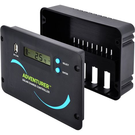 Renogy ADV Li 30A 12V/24V Solarladeregler – Eingebauter 30A PWM-Laderegler mit LCD-Display und USB-Anschluss, für Solarpanel und Wohnmobil/Wohnwagen/Boot