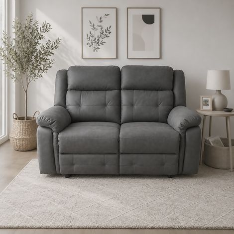 DIVANO 2 POSTI IN TESSUTO GRIGIO CON RELAX MANUALE (1/5)