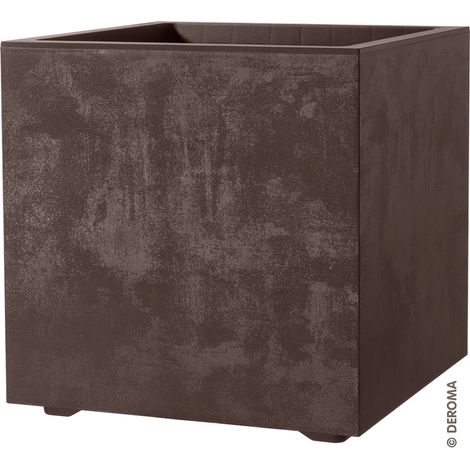 fioriera da esterno deroma "millenium" forma cubica in resina colore marrone, 39x39x39 cm