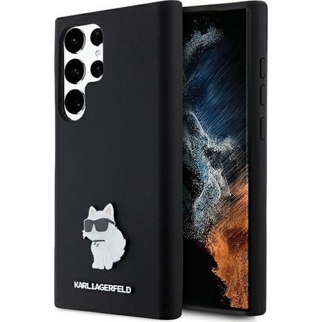 Karl Lagerfeld KLHCS24LSMHCNPK S24 Ultra S928 nero/custodia rigida nera Silicone Choupette Spilla in metallo (1/5)