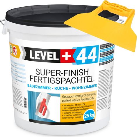 LEVEL+ Fertigspachtel Spachtelmasse L+44 - 25KG + Glattespachtel