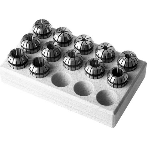 Präzisions-Spannzangen-Satz DIN 6499 in Holzleiste ER 32, 3-20 mm, 18 tlg.