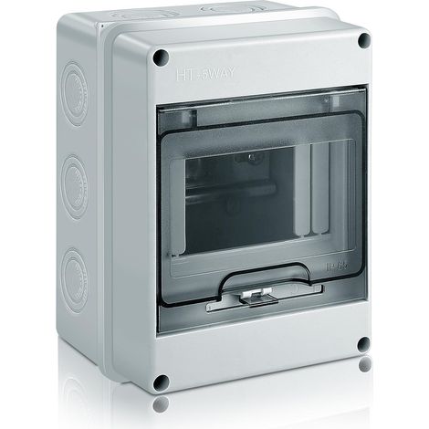Coffret Electrique Etanche Exterieur, IP65 Boîtier de Distribution en Saillie 5 Modules avec Terminaux, ABS de Surface en Plastique pour une Utilisation à l'extérieur (5 MODULE)