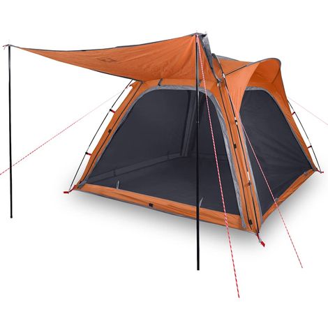 vidaXL Tienda campaña 4 pers impermeable apertura rápida gris naranja (1/2)