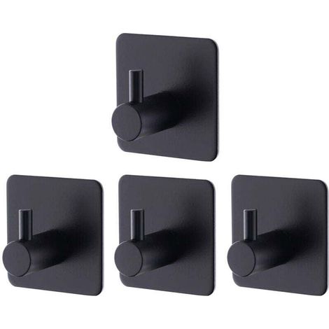 Lot de 4 stickers muraux noirs, auto-adhésifs en acier inoxydable, sans perçage, pour salle de bain et cuisine (1/4)