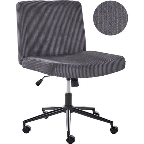 Desk Chair Grey Corduroy Upholstery Pneumatic Seat Wide Tilting Swivel Base Home Office GEDDES (1/5)