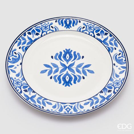 EDG Enzo De Gasperi Piatto da Portata H 2,5 Cm D 30 Cm Bianco Royal Blue