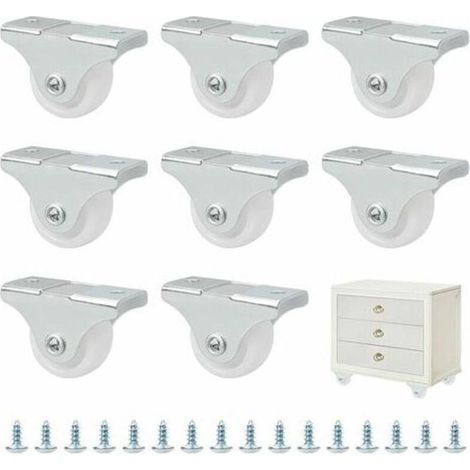 Set of 8 mini 25mm rubber and plastic casters fixed in a swiveling metal housing - For furniture, household appliances and equipment (1/5)