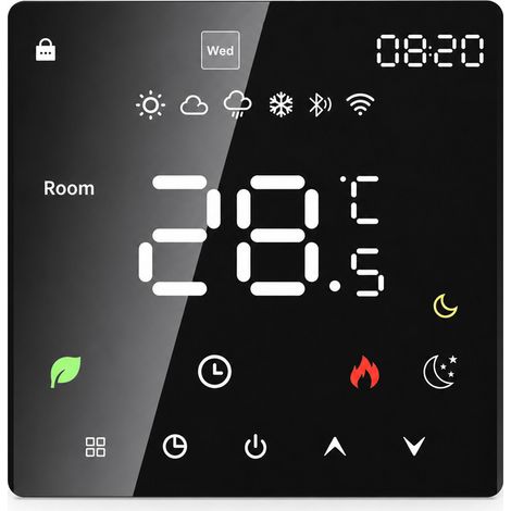 Thermostat de chauffage intelligent Wi-Fi K6 noir, 3 A, pour chauffage hydraulique et chaudière, appli Tuya (1/5)