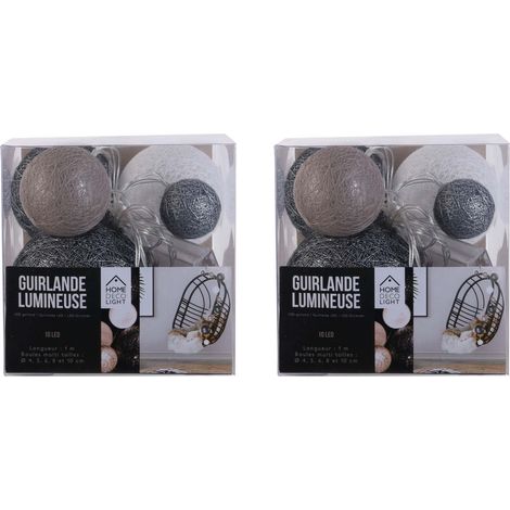 Guirlande lumineuse boules colorées 10 leds multi-tailles (Lot de 2) (1/4)