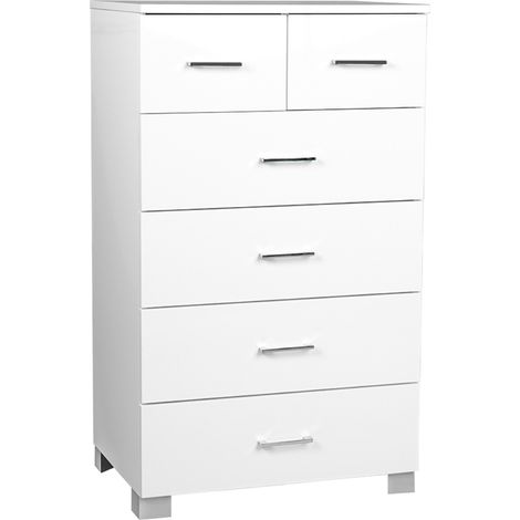 Cassettiera multiuso 61x103h cm con 4+2 cassetti in legno Bianco lucido (1/4)