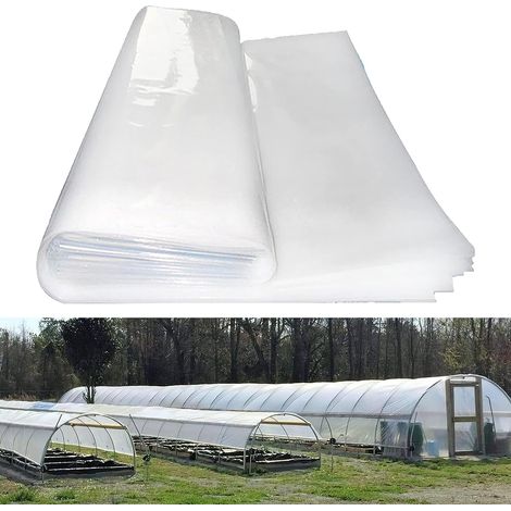 Bâche Transparente GROOFOO, Film Plastique de Serre Anti-UV, Couverture Claire pour Culture, Protection Jardin et Agriculture, Rouleau de Polyéthylène Résistant (2x12m) (1/5)
