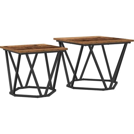 Ensemble de tables d'appoint 2 pcs bois recyclé (1/5)