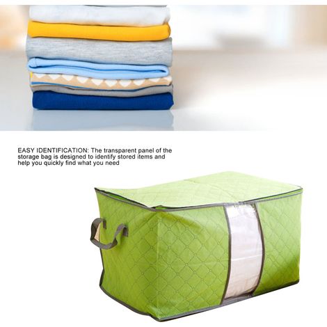 Lot de cinq sacs de couette en coton et charbon de bambou, grands sacs de couette et vêtements en tissu non tissé, verts. (1/5)