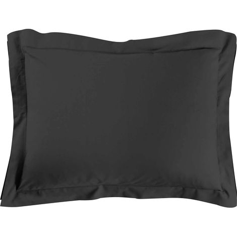douceur d'intérieur, Taie d'Oreiller (50 x 70 cm) Lina Noir, 100% Coton (1/3)