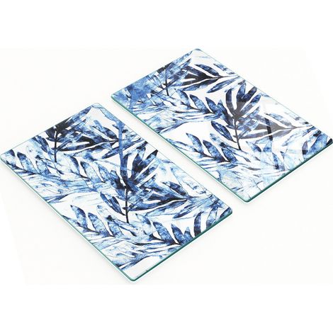 Tableros decorativos multifuncionales de vidrio con diseño de hojas tropicales, 2x30x52 cm. (1/5)