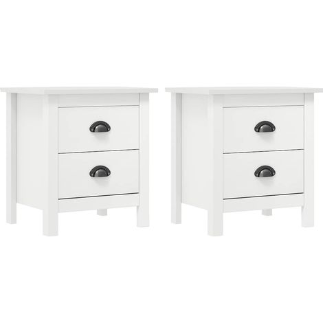 vidaXL Comodini Hill Bianchi 2 pz 46x35x49,5 cm Legno Massello di