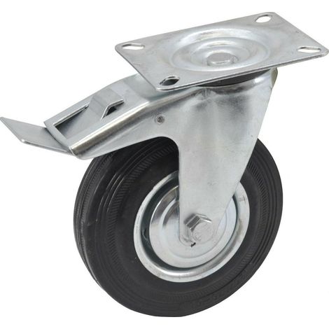 Roue pivotante awtools 200 mm noire acier galvanisé