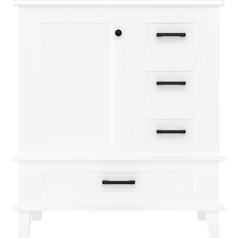 Mueble de baño de pie con lavabo cerámico integrado 76x46x83,5 cm MDF y madera color blanco HOMVRA (1/5)