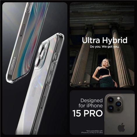 Funda Spigen Crystal Hybrid para iPhone 15 Pro - Transparente (1/5)
