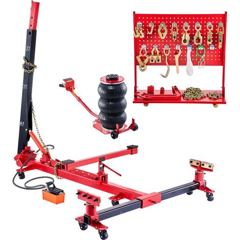 Équerre de Tirage de Châssis Force 6T, Banc de Redressage de Carrosserie avec Cric Pneumatique 3T et Pompe à Pied Hydraulique 6000 PSI, Système de Réparation de Châssis, Berline, SUV, Pick-up (1/5)