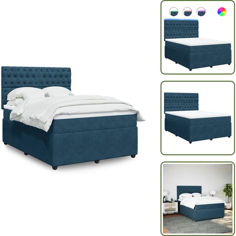 vidaXL Sommier à lattes de lit et matelas bleu 140x190 cm velours