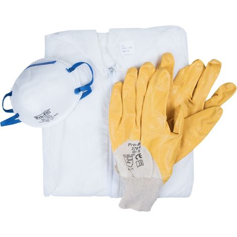 Connex Arbeitsschutz-Set 3-teilig Overall Handschuh Maske Arbeitskleidung