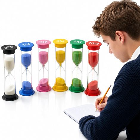 Sabliers Colorés 6 Pièces, Minuteurs Plastique 30 s 1 2 3 5 10 min, Outils de Gestion du Temps Pour Bureau Étude Cuisine et Routine (1/5)