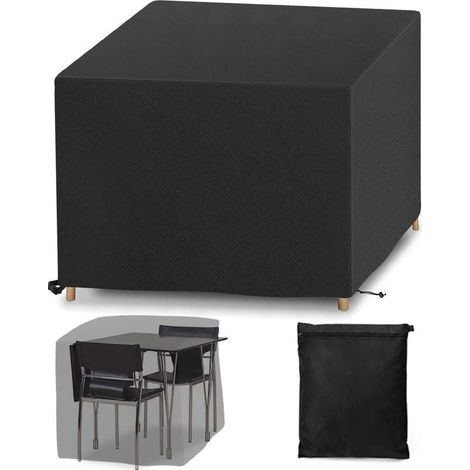 Housse Salon Jardin 123x123x74cm Oxford Protection Bache Table de Jardin Mobilier Extérieur Imperméable Coupe-Vent Anti-UV Résistant Au Froid housse table jardin Noir (1/5)
