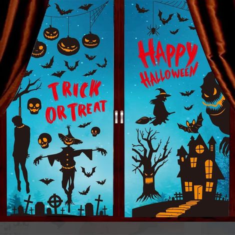Autocollants de fenêtre pour Halloween, double face, réutilisables, en PVC, pour la décoration des fenêtres à l'occasion d'Halloween (1/5)