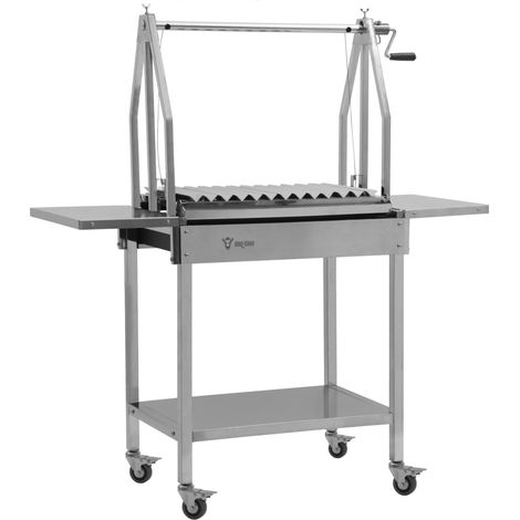 BBQ-Toro Edelstahl Asado Grill, 119 x 45 x 135 cm, Argentinischer Holzkohlegrill mit Seitenablagen