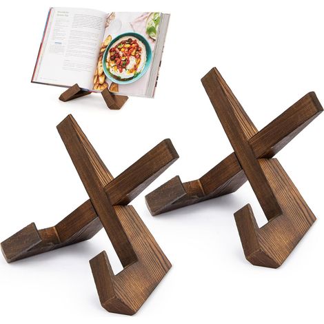 Porte-recettes de cuisine, support en bois, marron vintage - 2 ensembles (1/4)