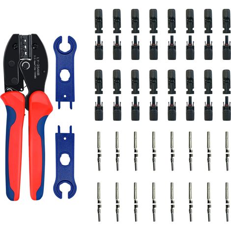 16 Paar Solarstecker Steckverbinder für 2,5mm² - 6mm² Solarkabel mit Solar-Spannschlüssel & Zange
