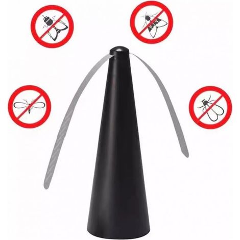 Ventilateur Anti-Mouche, Répulsif à Pales Extérieur & Intérieur pour Eloigner Les Mouches de la Table, Répellante Moustique Fan(Noir) (1/4)