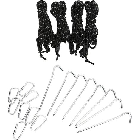 Piquets de tente avec corde intégrée 2 m et boucles aluminium pour camping randonnée (1/5)