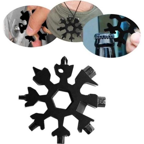 Outil Flocon Neige - Snowflake Tools - 18-en-1 - Porte-clés Tournevis Ouvre Bouteille (1/4)