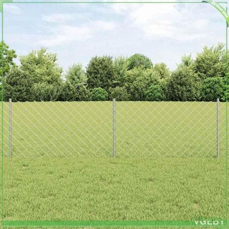 Kit clôture extérieure acier argent 10 m x 60 cm avec 10 poteaux – anti-rouille, résistant UV (1/5)