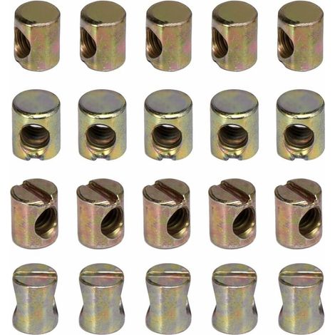 Lot de 20 écrous M6 à fente pour meubles, chaises, lits, berceaux (1/5)