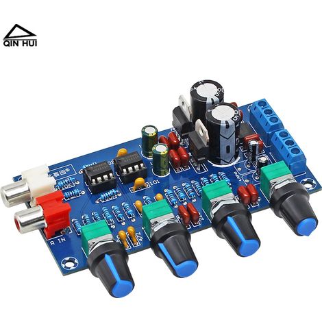 Dual NE5532 Vorverstärkerplatine für DIY-Lautsprechergehäuse mit Hoch-, Mittel- und Tieftonregelung (12V). (1/4)