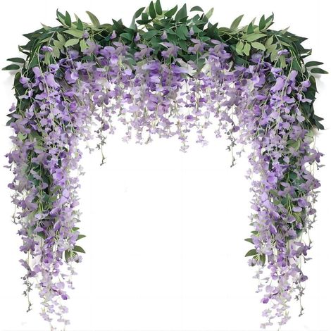 2er Set Künstliche Glyzinien Girlande 1.8m Lila Hängende Blumenranken (1/5)
