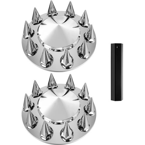 Mophorn Komplett-Achsabdeckungs-Kombi-Kit für Sattelschlepper, Vorderachs-Radabdeckungen mit Spikes, ABS-galvanisierte, rostbeständige Radmutterabdeckungen, universelle Passform (1/5)